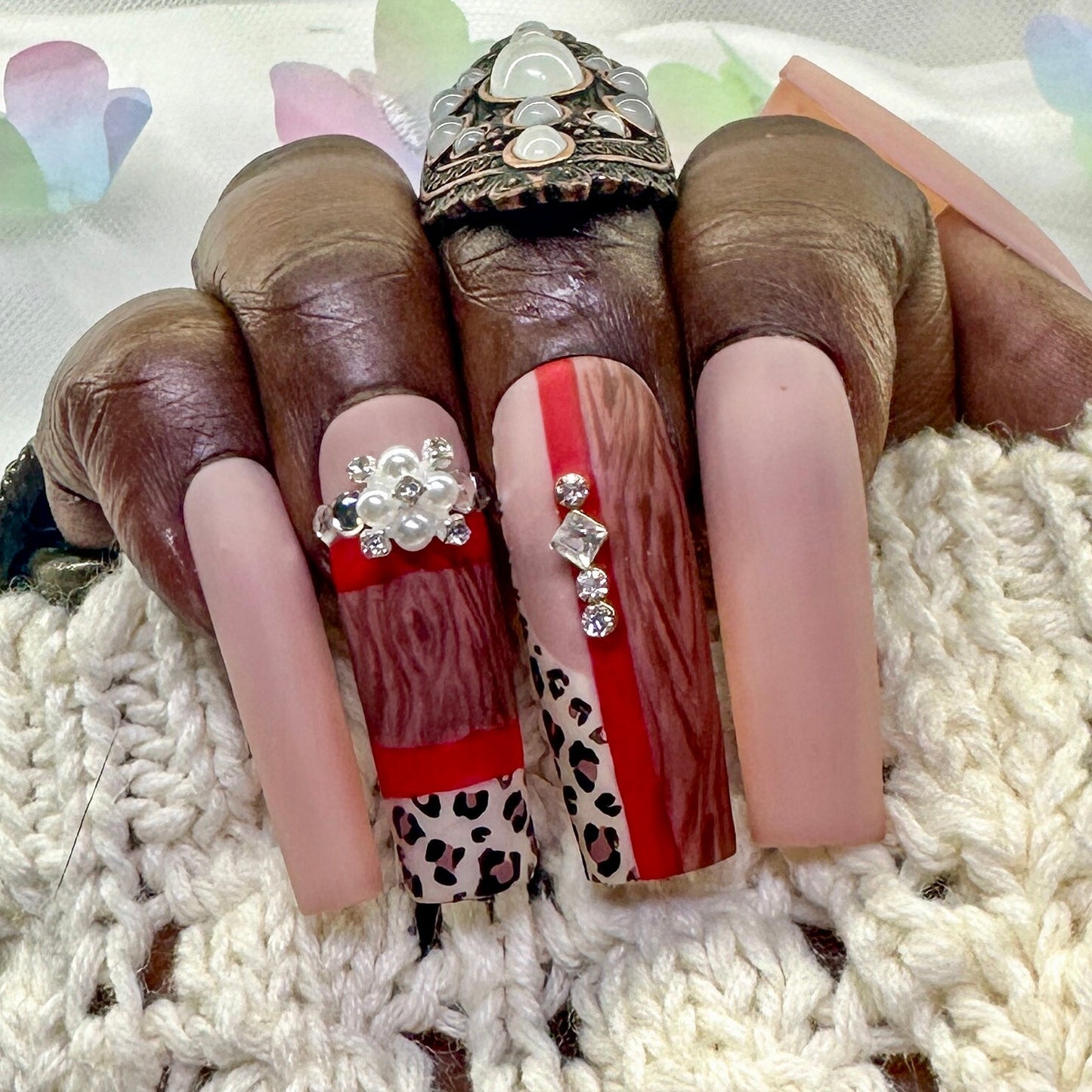 Woodgrain Leopard Animal Print Press On Nails - Nail Dreamz by AishaWOD - ANM