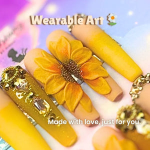 Yellow Sunflower Press On Nails - Nail Dreamz by AishaSUN - SUM